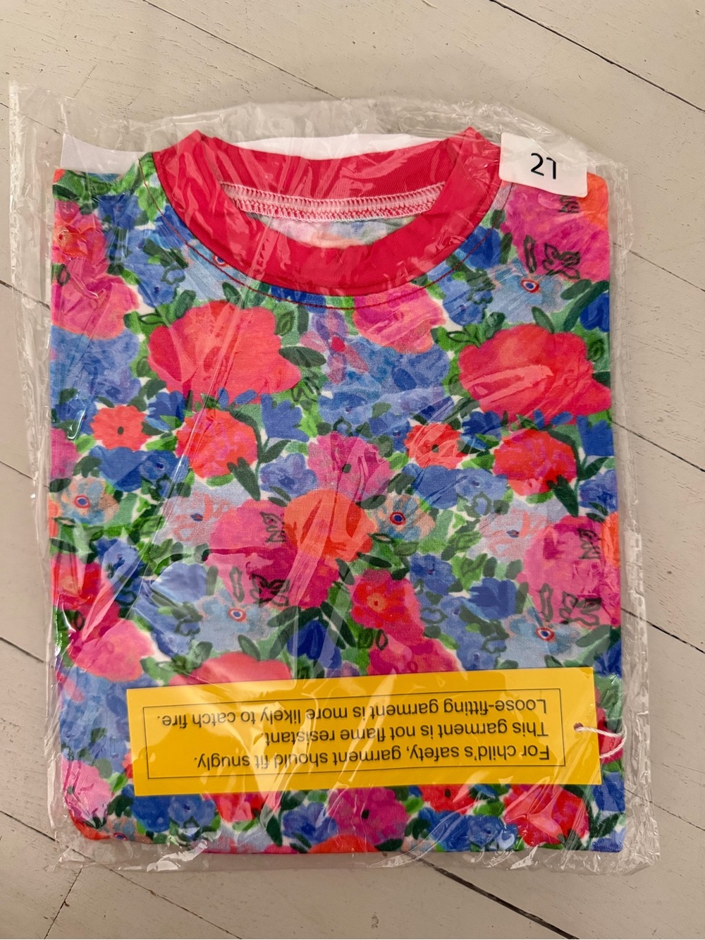 Girls' bamboo Pink & Blue Floral Pajama set